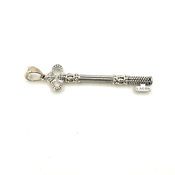 Lagos Sterling Silver Caviar Skeleton Key Pendant - Picture 3 of 6
